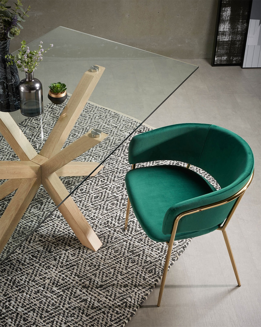 Kave Home Esstisch ARGO 160 x 90 cm Eichedekor /Klarglas