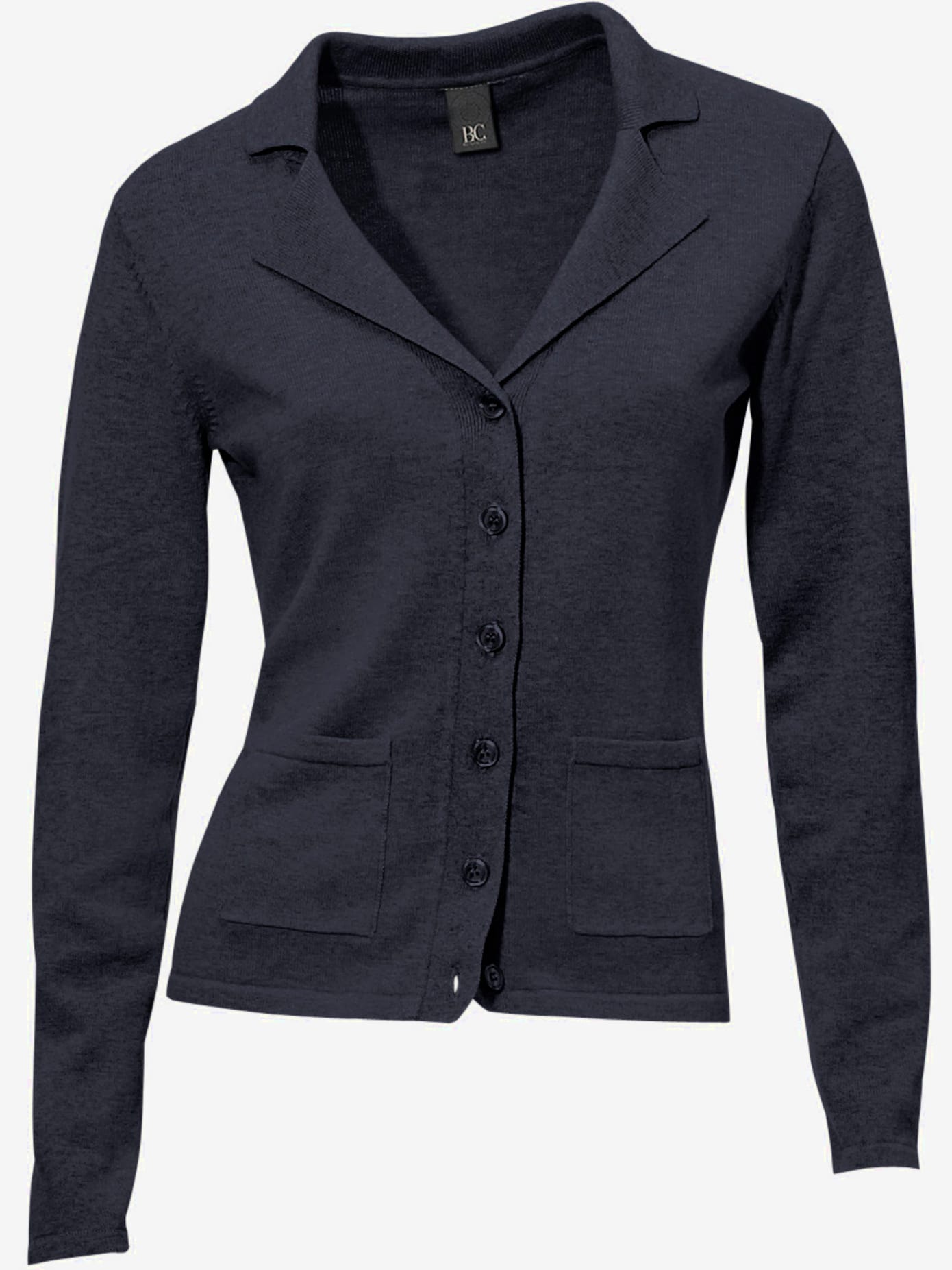 Veste en tricot fin superbe basique avec poches plaquées