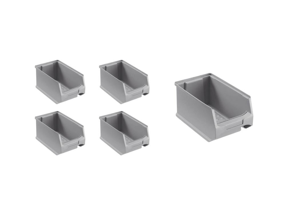 PROREGAL Value Pack 5 x Grijze Opbergdoos 3,0 HxBxD 12,5 x 14,5 x 23,5 cm 2,8 liter Opbergdoos