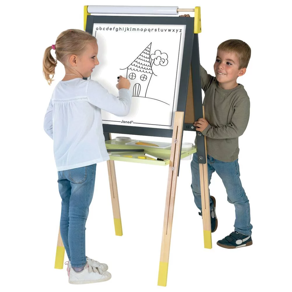 TABLEAU REGLABLE GRIS ET JAUNE - EN BOIS