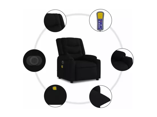 Fauteuil de massage inclinable électrique Noir Tissu
