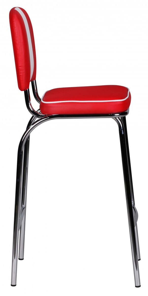 Barhocker Lederlook rot/ weiß