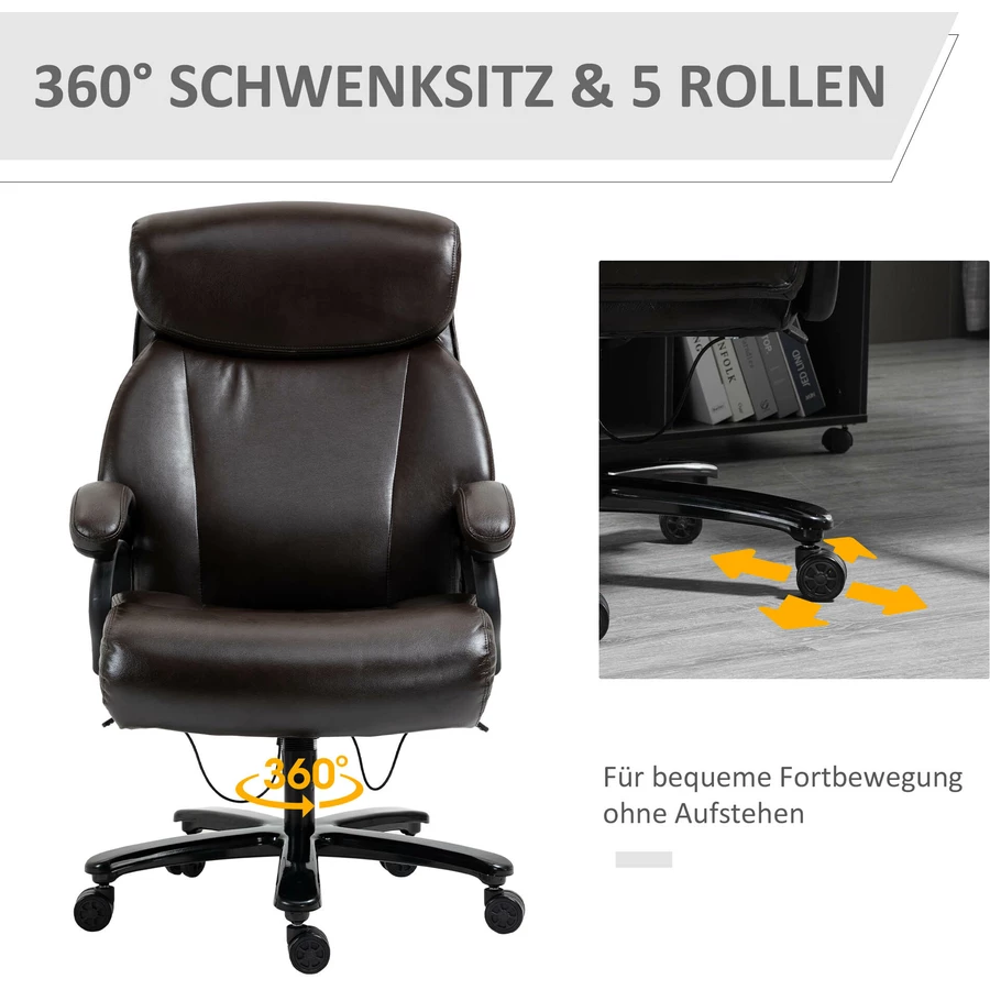 Vinsetto Bürostuhl ergonomisch geformt, high-end gaslift Braun