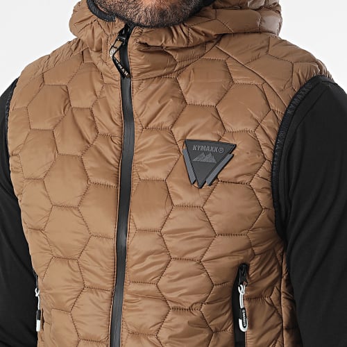 Doudoune Capuche Sans Manches Beige Foncé