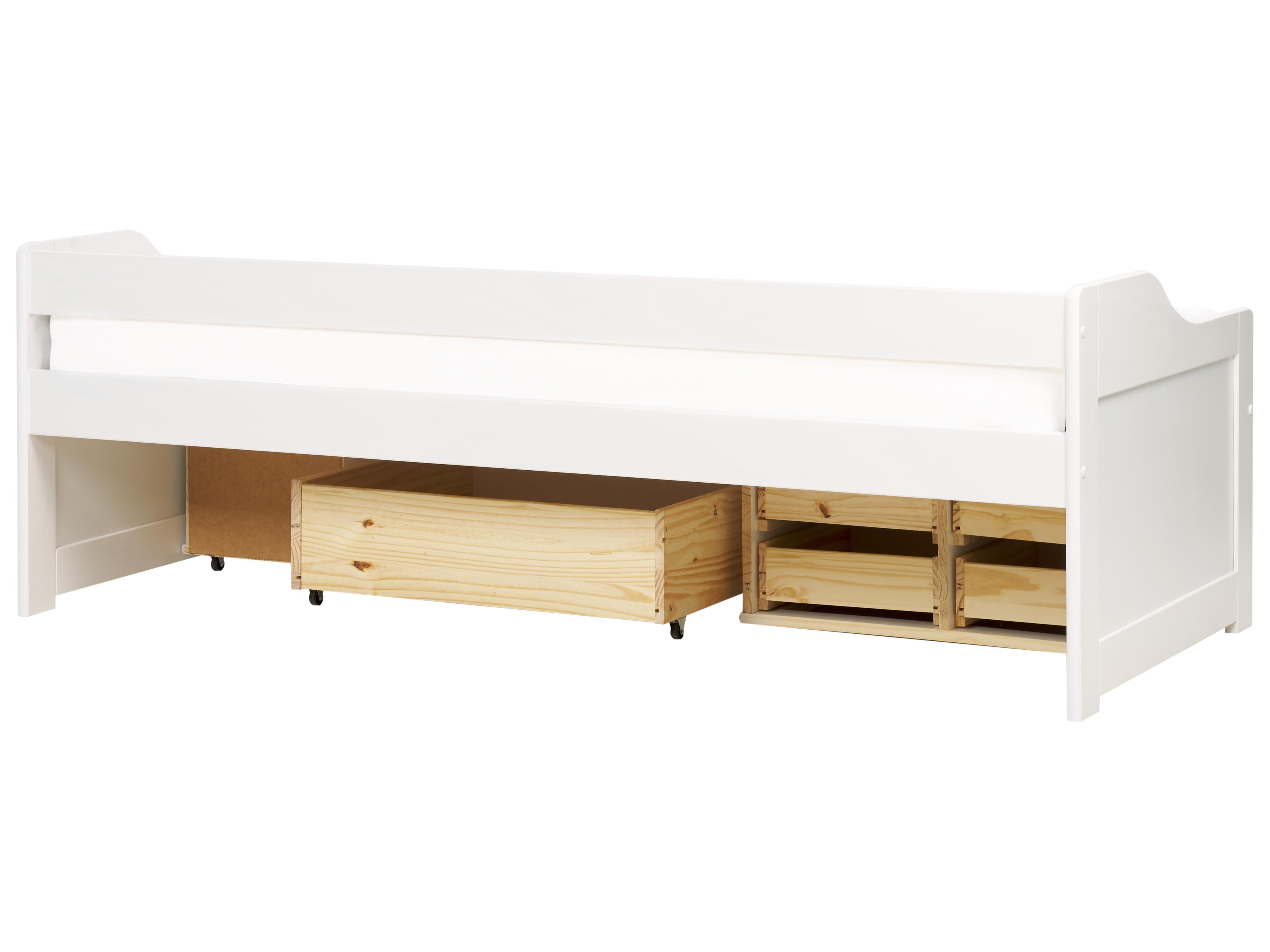 Bedbank met opbergruimte Dennenhout ROYVILLE 90 x 200 cm Wit