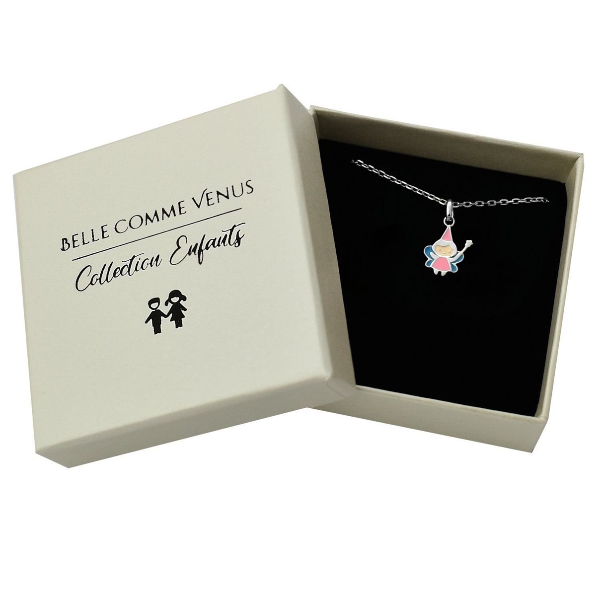 Collier fée émail coloré Argent 925 Rhodié