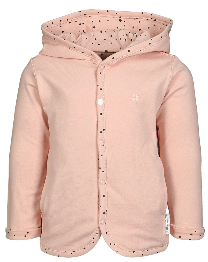 Kapuzen-Sweatjacke BONNY – DOTS zum Wenden in pfirsich rosa