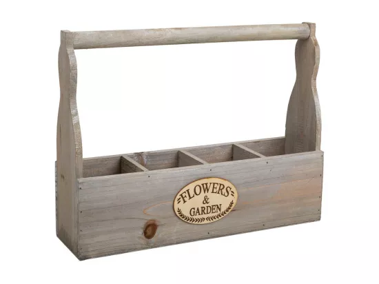 Jardinière en bois gris 34x9,5x10/26,5