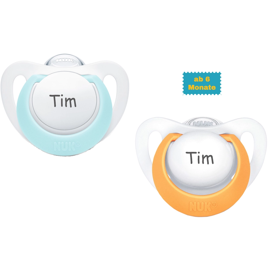 Schnullireich Schnuller mit Namen  Namensschnuller NUK Genius – 2er Set (Junge) Weiß