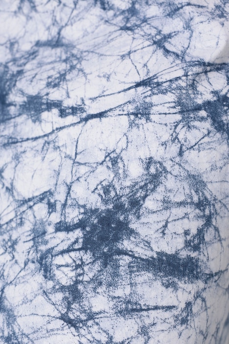 Kleid, Batikdruck, Silberstern, V-Ausschnitt, Halbarm