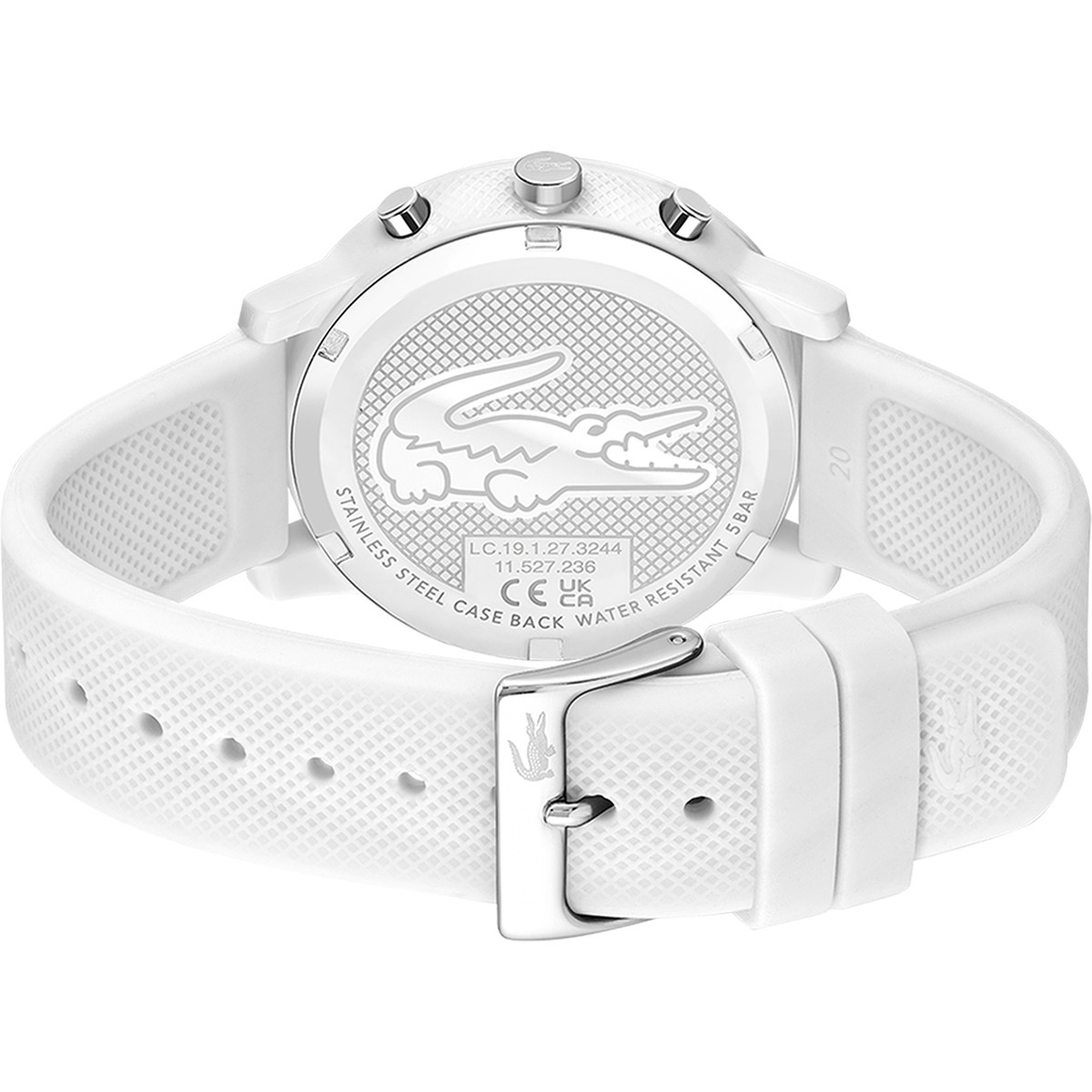 Montre LACOSTE.12.12 chrono homme bracelet silicone blanc