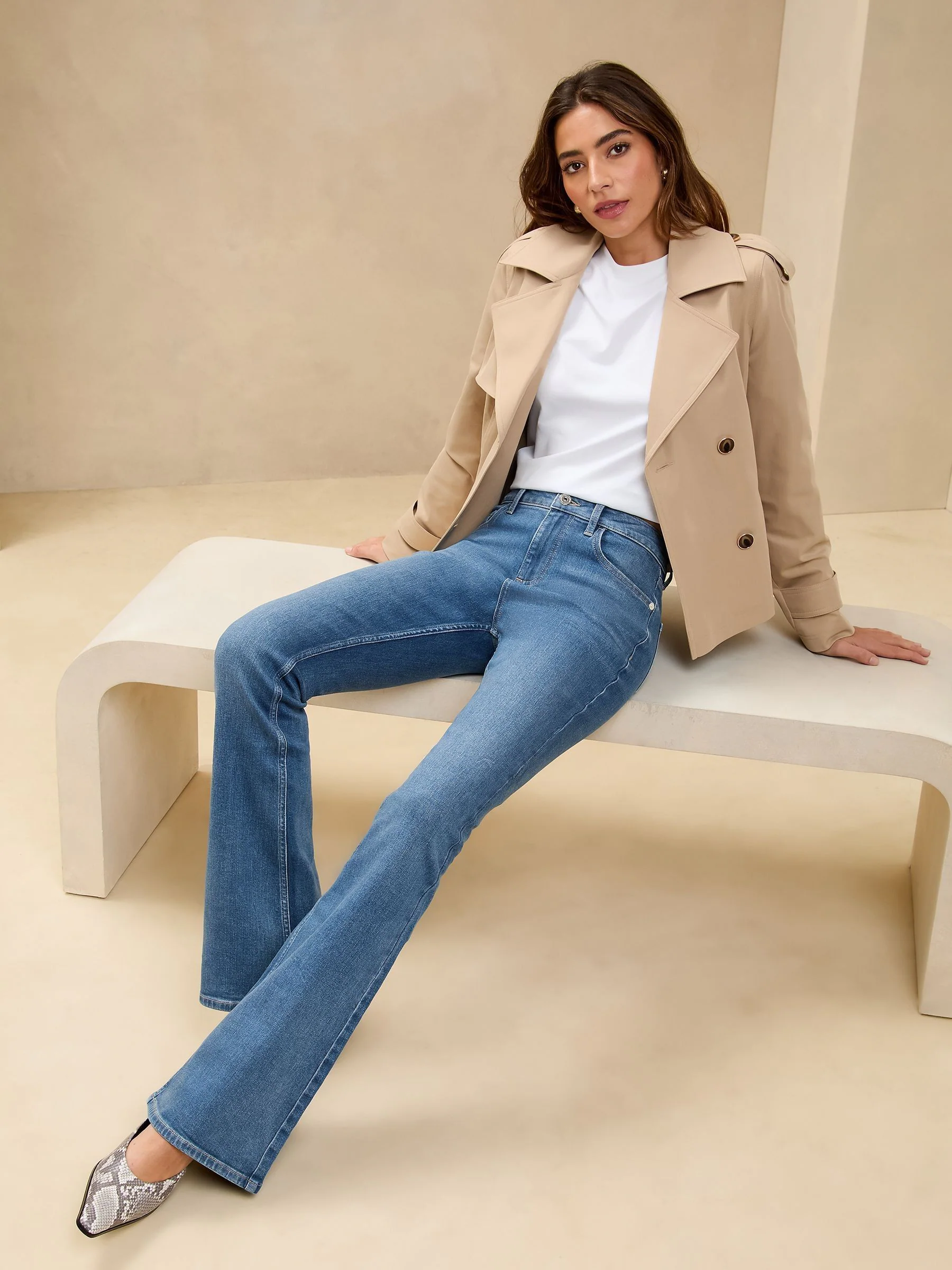 Lichte wassing blauw - Flare jeans met halfhoge taille