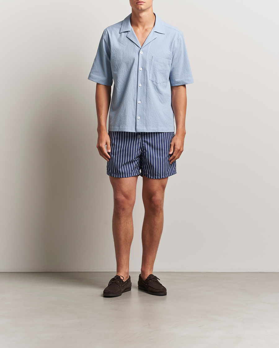 Oscar Jacobson Striped Swimshorts Navy