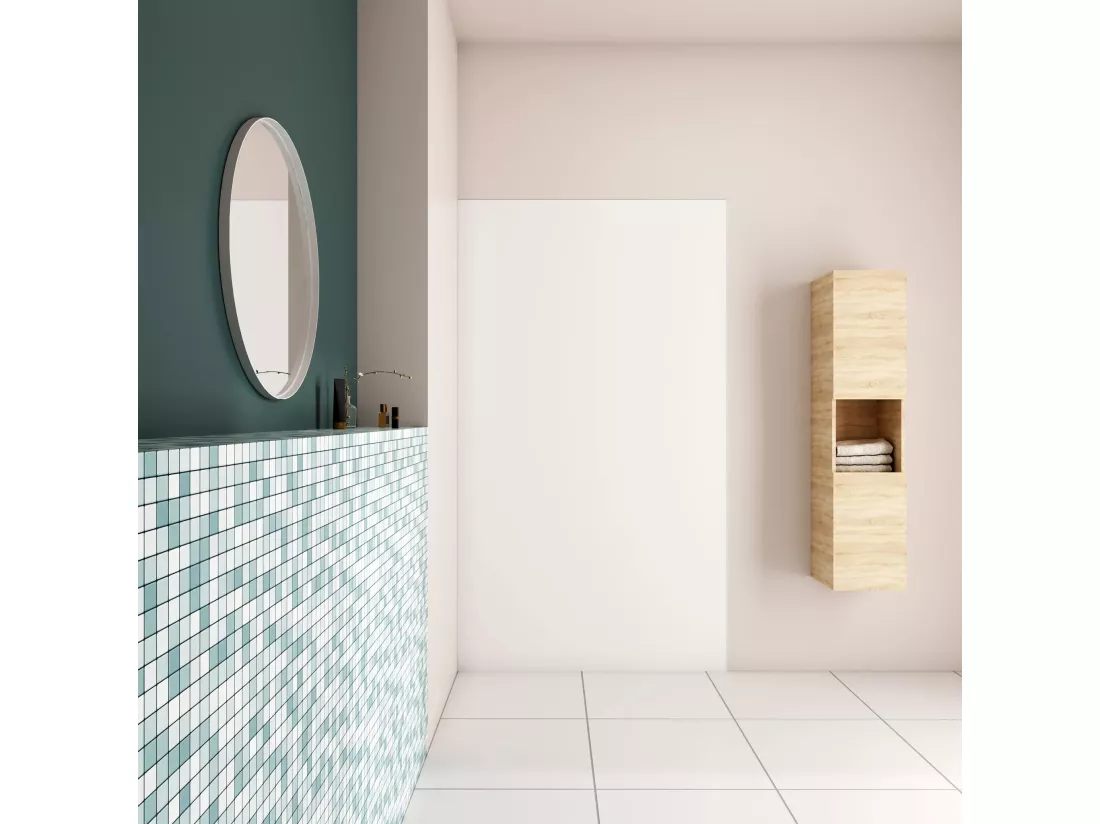 AICA Panneau mural de douche blanc 90x210cm,Panneaux muraux salle de bain habillage mural aluminium