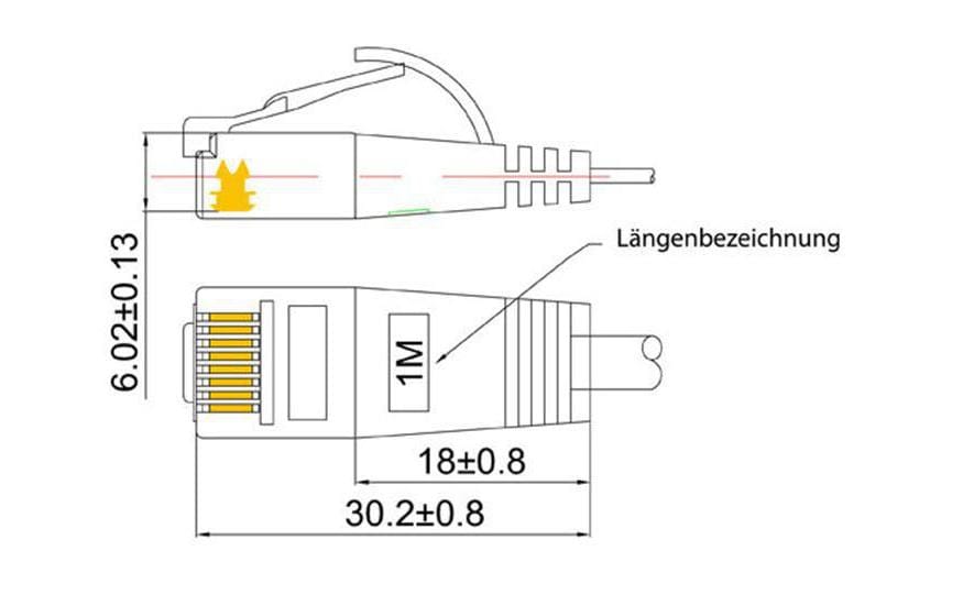 Slimpatchkabel RJ-45 - RJ-45, Cat 6, UTP, 3 m, RotUnscreened/Unshielded Twisted-Pair-Kabel (UTP) mit Klinkenschutz