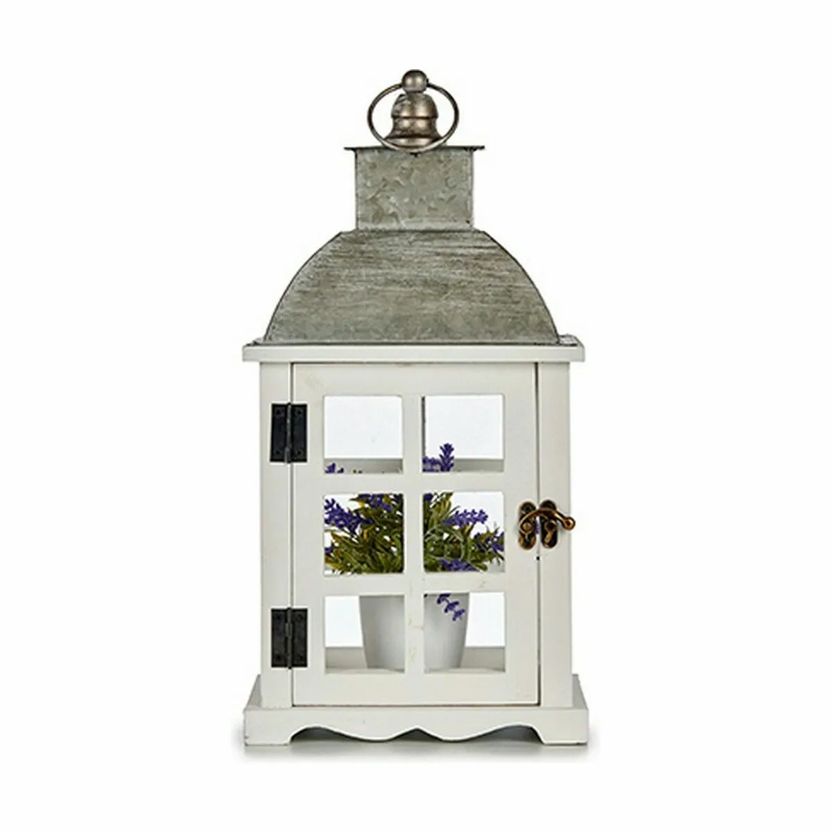 Gift Decor Lanterne en métal et bois - Argenté (6 unités)