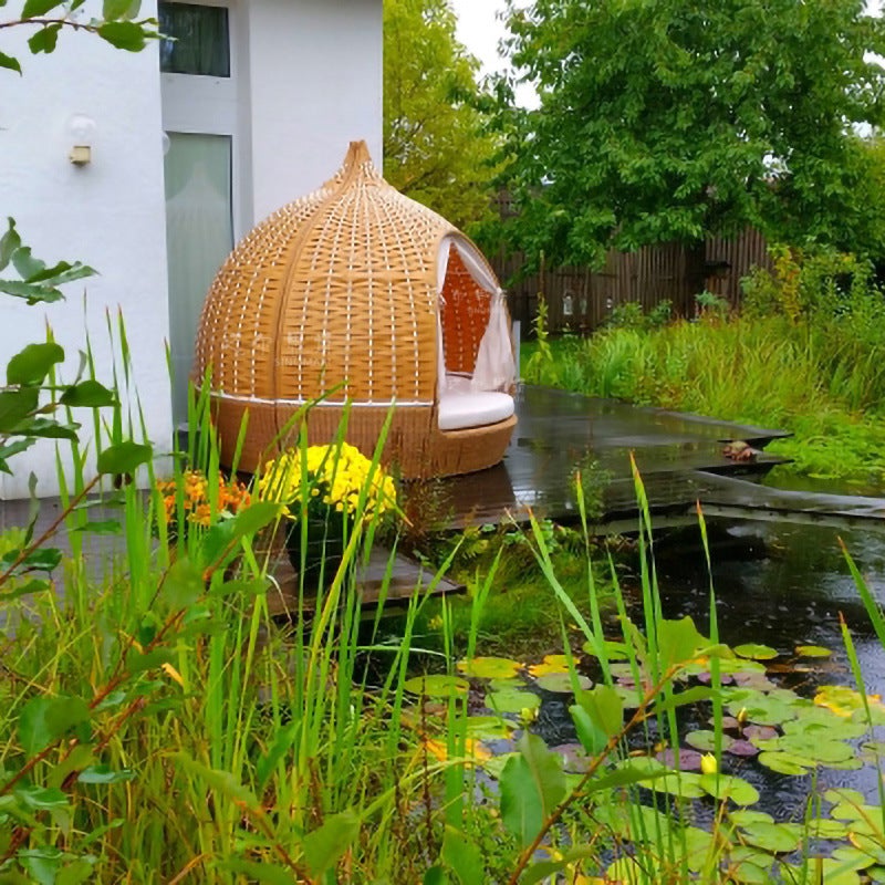 Sofá de lazer para varanda, combinação de sofá individual e duplo em rattan, estilo gaiola para pássaros, para resorts.