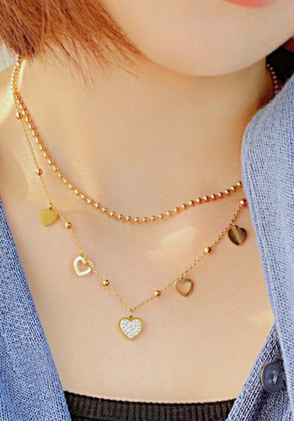 Firetti Kette mit Anhänger »Schmuck Geschenk Hearts Charm« mit Zirkonia (synth.)