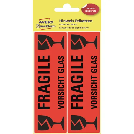 Avery Zweckform 3050 Warnhinweise 119 x 38 mm, 5 Bogen/10 Etiketten, leuchtrot