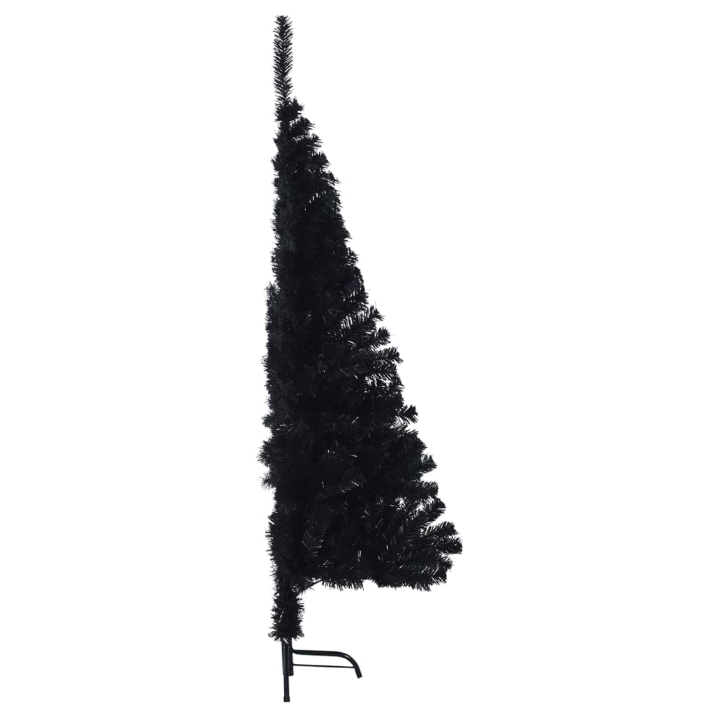 Kunst halve kerstboom met standaard, zwart, 120 cm, PVC