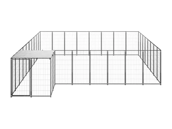 Chenil extérieur cage enclos noire 550 x 440 x 110 cm 02_0000507