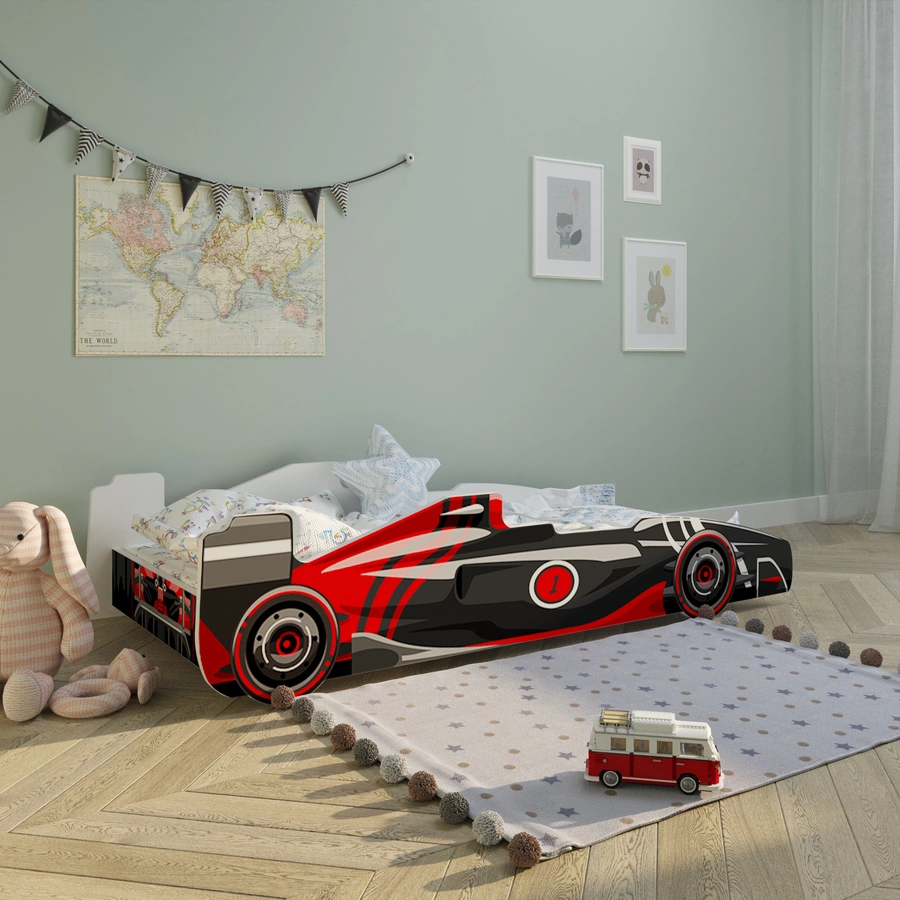 Kids Collective Autobett Kinderbett Jugendbett 80x160 mit Rausfallschutz | Spielbett schwarz