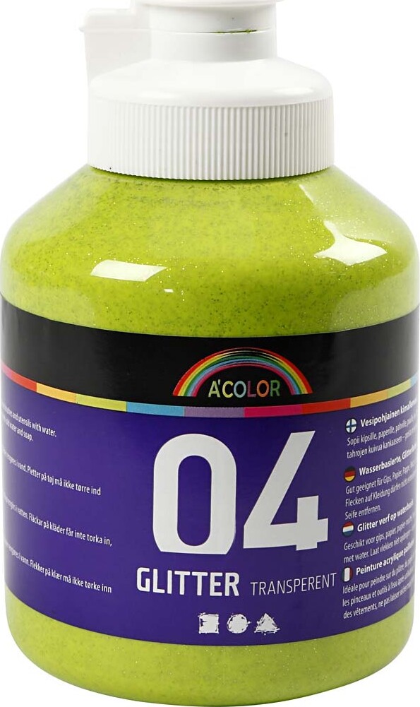 A-Color - Skole Akrylmaling - Glitter Sæt - 6X500 ML