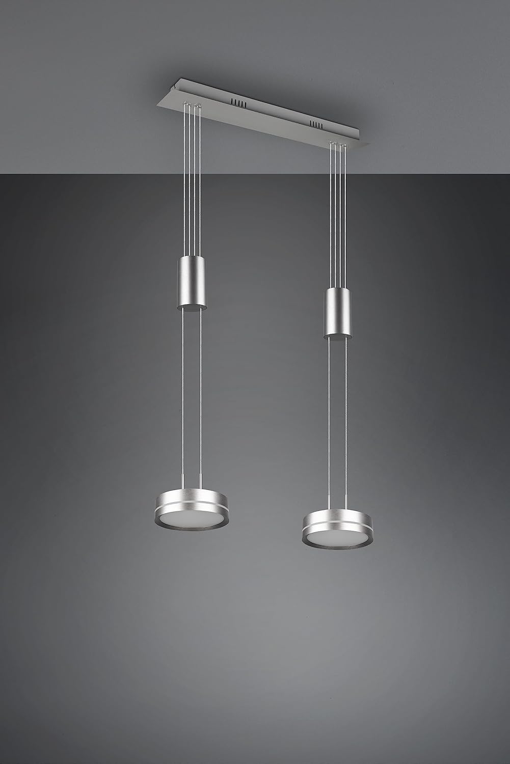 Trio Leuchten LED Pendelleuchte Franklin 326510207, Metall Nickel matt, inkl. 2x 9 Watt LED, Switch Dimmer