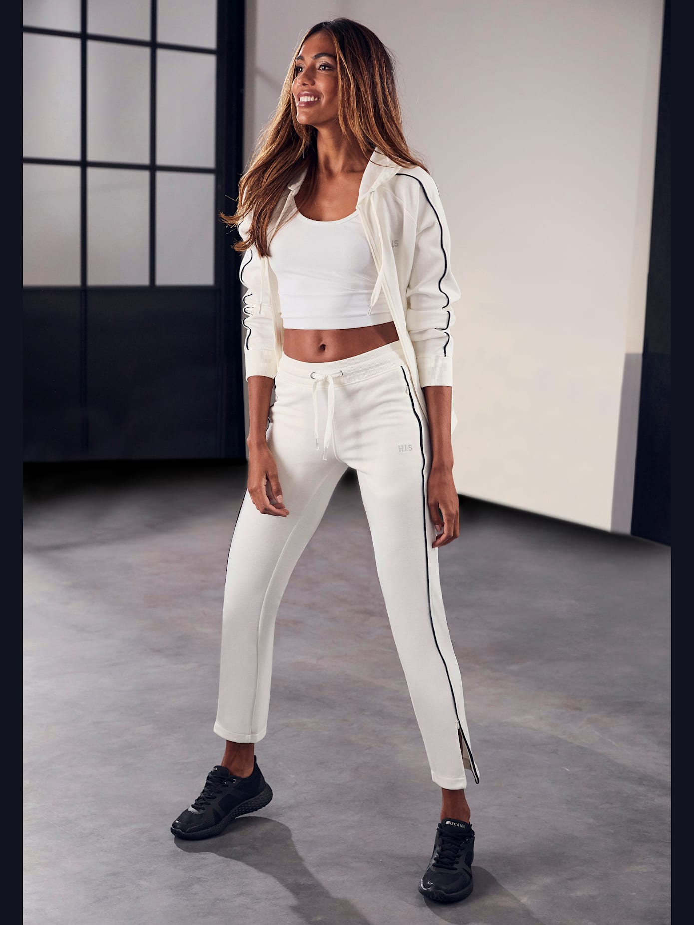 Pantalon molletonné pantalon détente confortable avec passepoil
