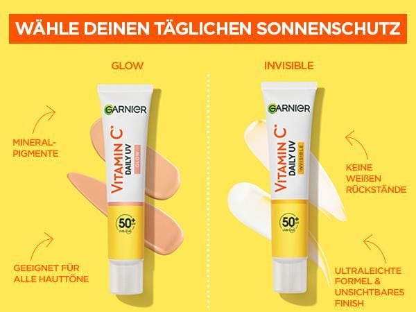 Garnier Sonnencreme Vitamin C Fluide Tinted SPF50 30 ml Sonnenfluid schützt vor Sonneneinstrahlung und schenkt einen sofortigen Glow-Effekt