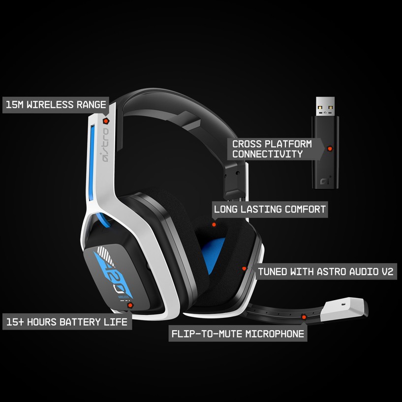 ​Astro Gaming A20 Wireless Headset PS5/PS4/PC/Mac - White/Blue​ + FIFA 22 Game Bundle