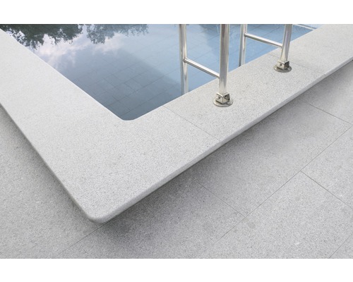 FLAIRSTONE zwembadrand Phoenix grijs, recht, beide lange zijden afgerond, 115 x 35 x 3 cm