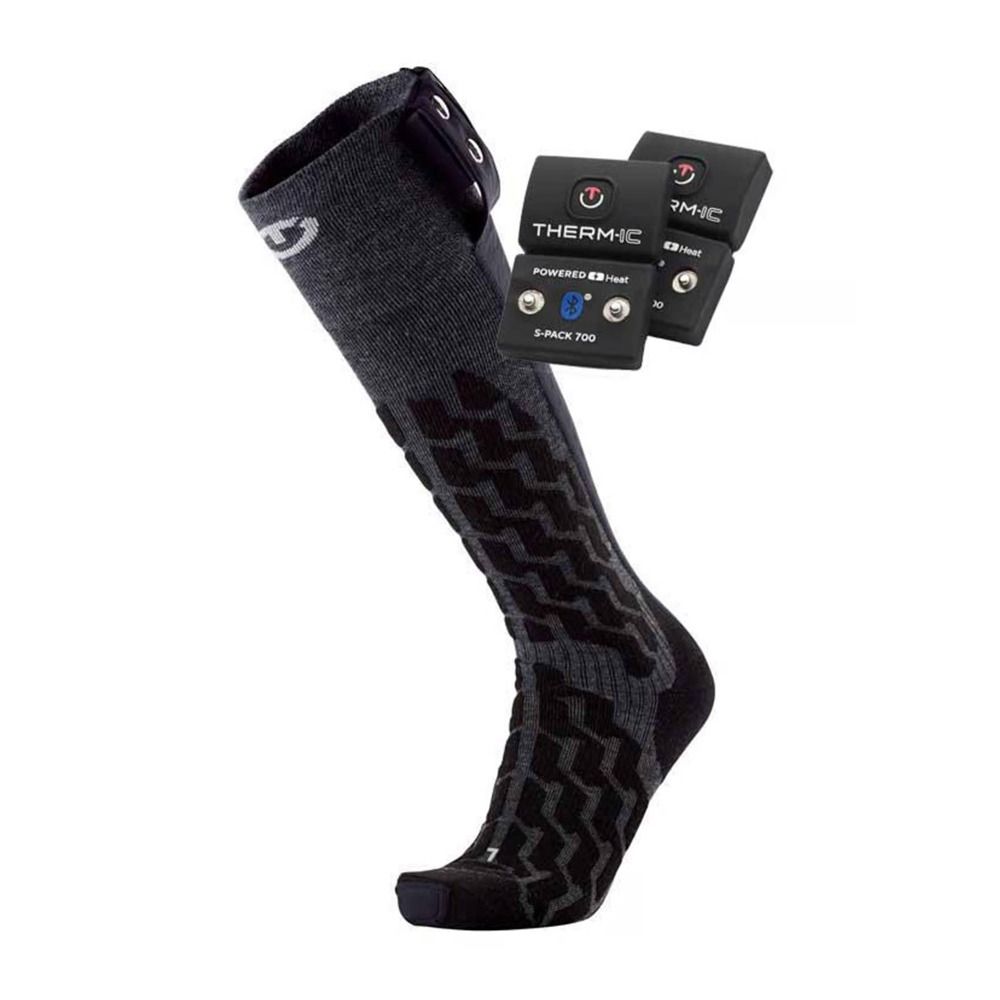 Therm-ic HEAT FUSION UNI ND + S-PACK 1400B - Chaussettes ski chauffantes + Batteries noir