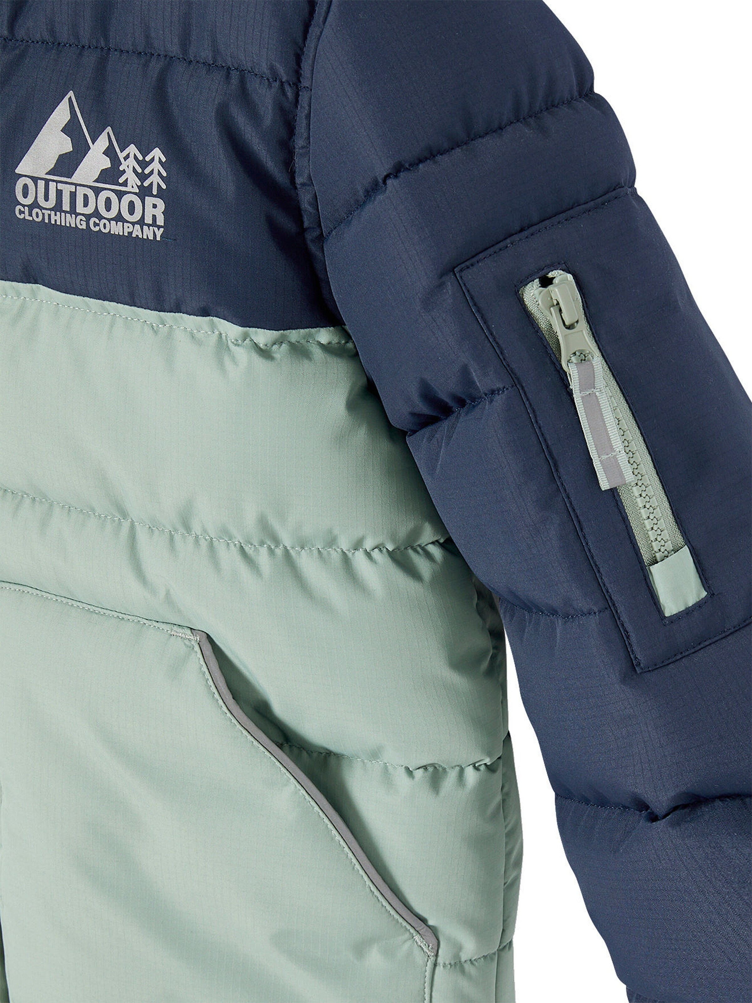 Vertbaudet Jungen Steppjacke mit Kapuze, Recycling-Polyester salbeigrün