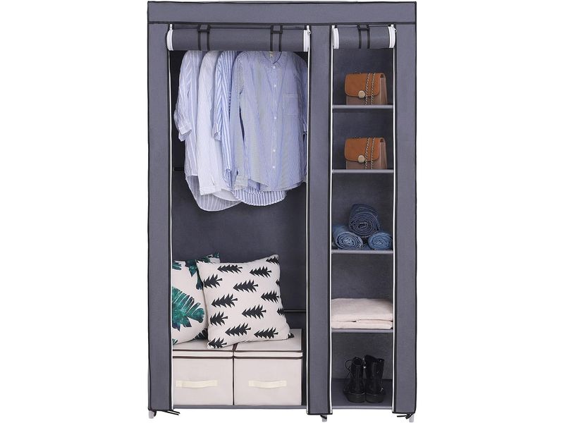 Songmics Regal 110 cm x 175 cm, Grau Stoffschrank