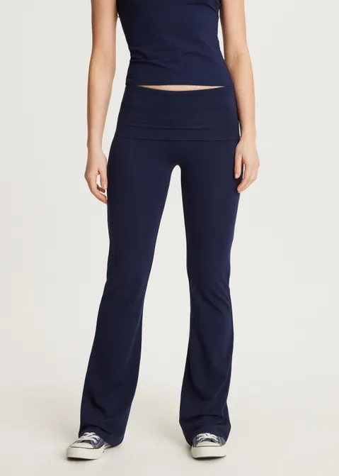 Flare legging met vouwband blauw (BLW.D)