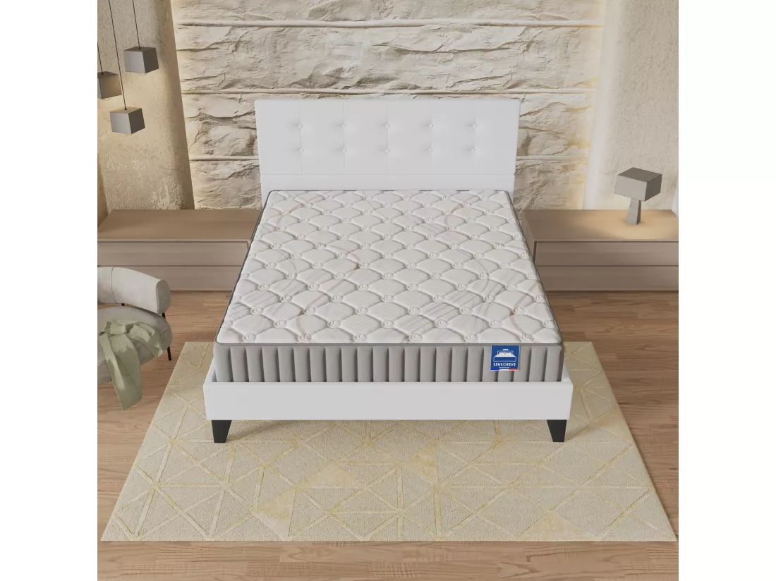 Ensemble Matelas + Lit Avec Tête De Lit 160x200 Cm, Sirius 16cm D’épaisseur Latex Naturel