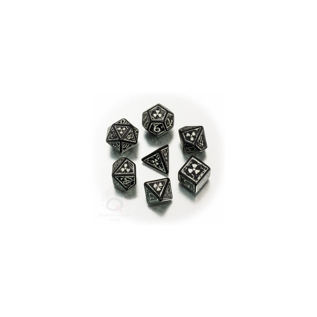 Set de 7 Dés Nuke Noir / phosphorescent