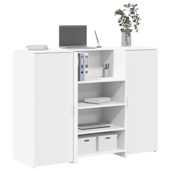 vidaXL Resepsjonspult hvit 135x50x103,5 cm konstruert tre