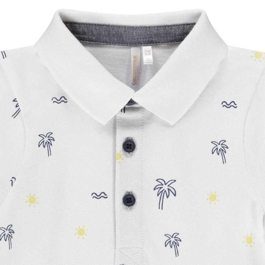 Polo manches courtes imprimé palmiers pour bébé garçon - Blanc
