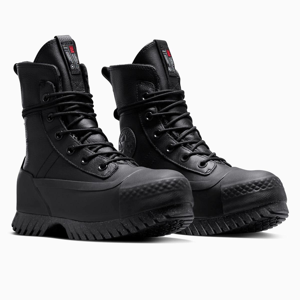 CONVERSE<br>Botas de cano curto em couro com salto baixo