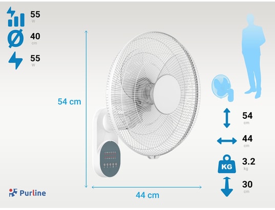 PURLINE - Ventilateur plafond Ventilateur mural avec minuterie et 3 vitesses venty wa 55