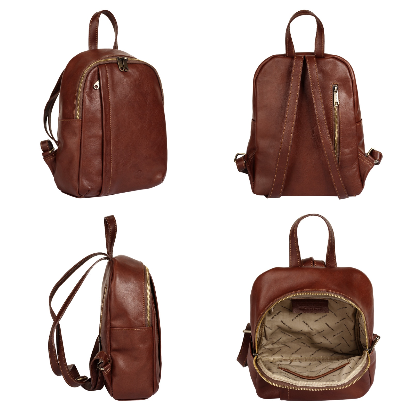 Piké Cityrucksack echt Leder, Made in Italy