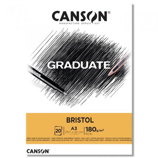 Canson Bloco A3 Graduate Bristol 180Grs 20Fls