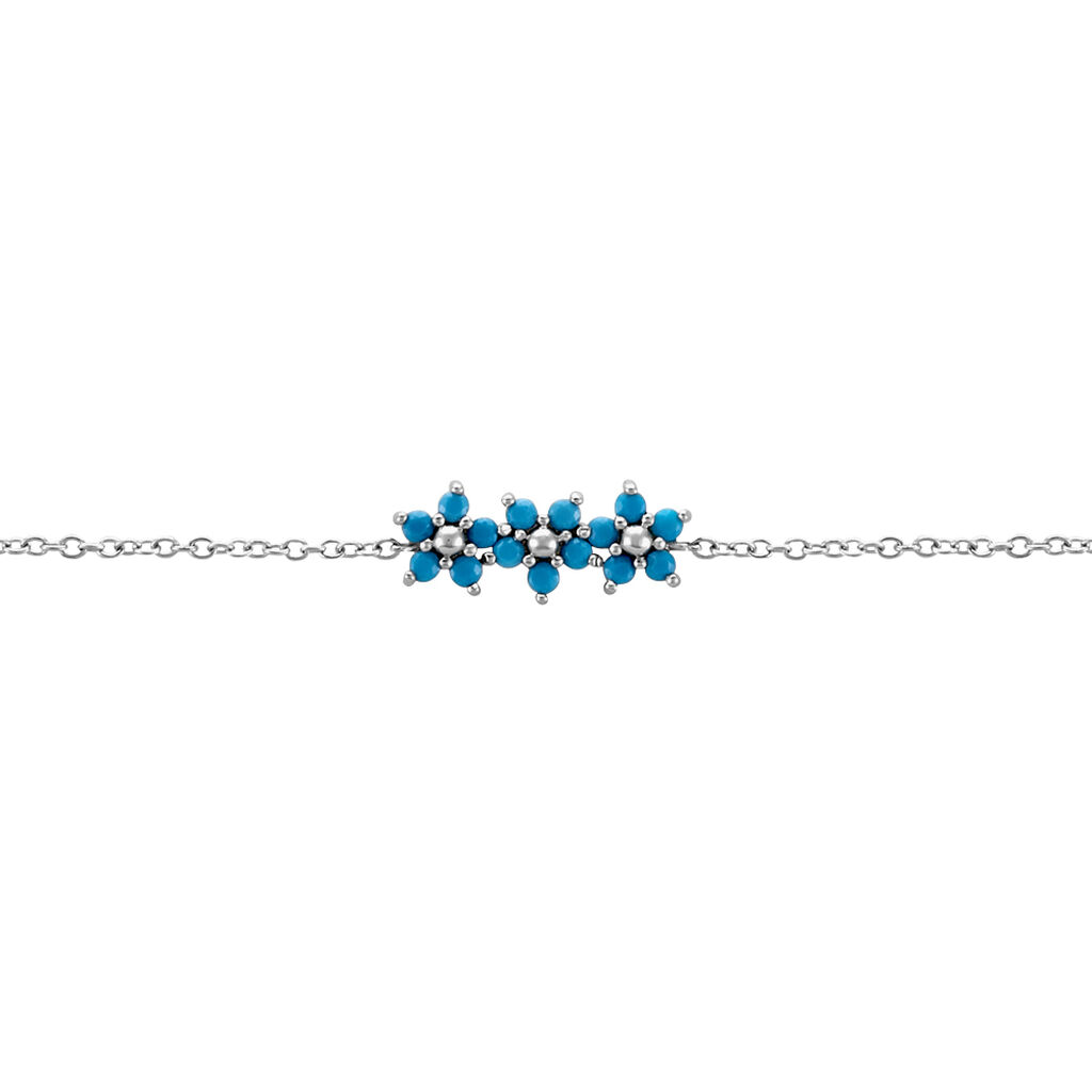 Bracelet Bleubirds Argent Blanc Turquoise