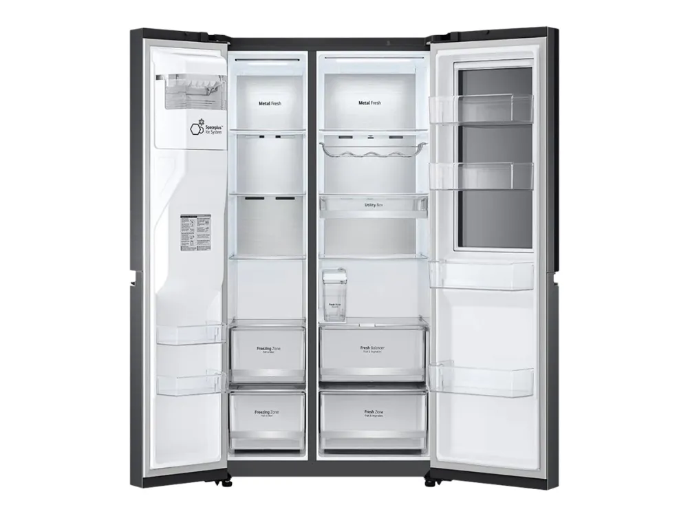 LG GSXV90MCAE - Køleskab/fryser - side ved side med vanddispenser, isdispenser - Wi-Fi - bredde: 91.3 cm - dybde: 73.5 cm - højde: 179 cm - 635 liter - Klasse E - kulsort