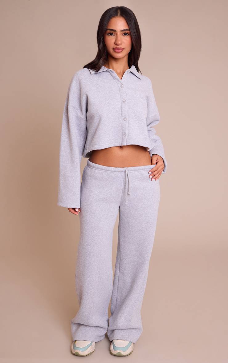 Gris Chiné Jogging Petite Taille Fine Jambe Droite