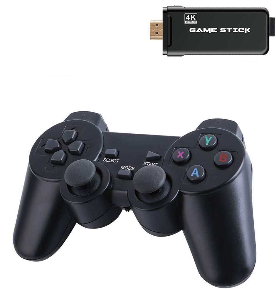 Ultra HD 4K Video Spiel Konsole mit 2 Kabellosen 2.4GHz Game Controllern mit 64GB Speicher (bis zu 10000 Spiele) - Schwarz