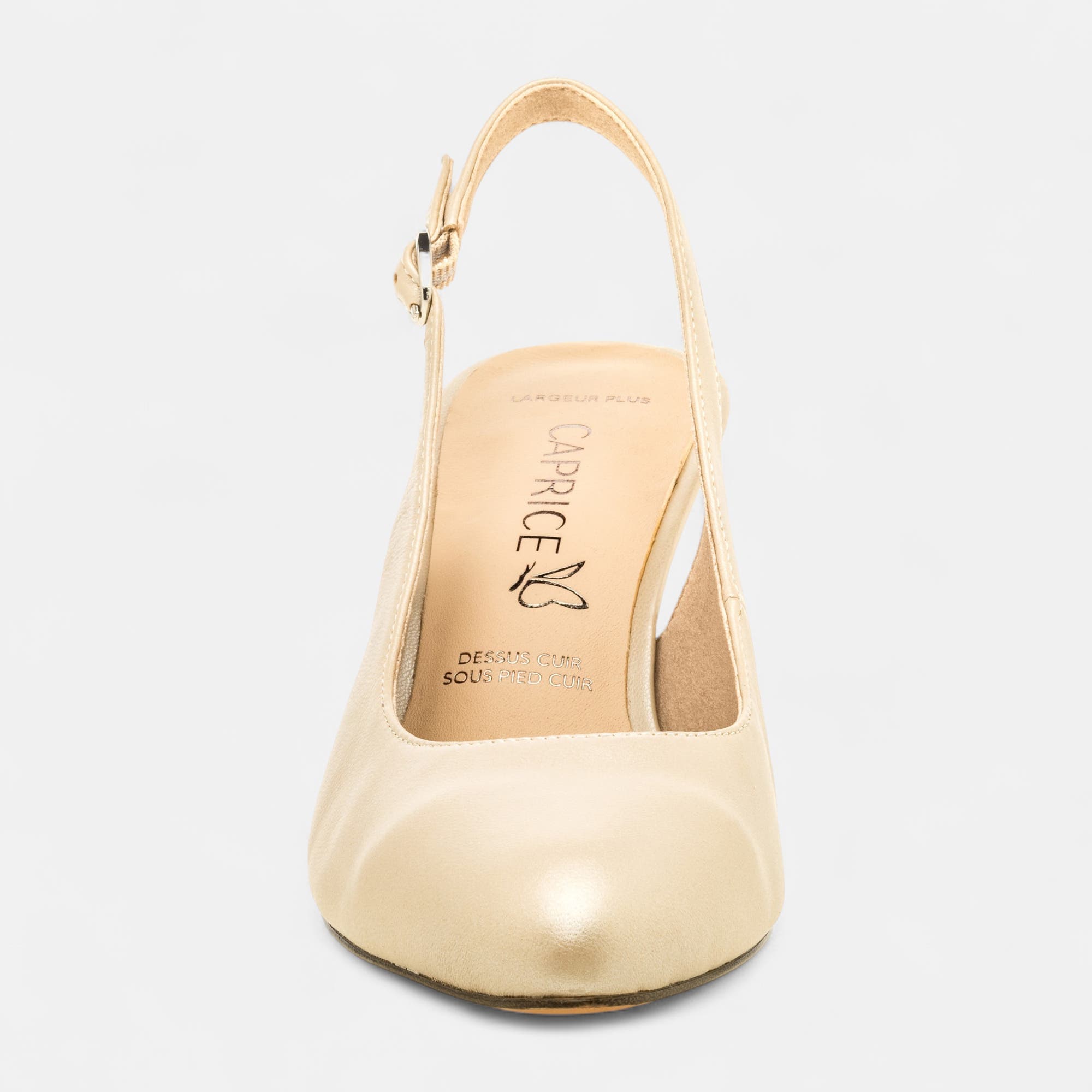 Escarpins avec bride arrière à talon Femme en cuir taupe