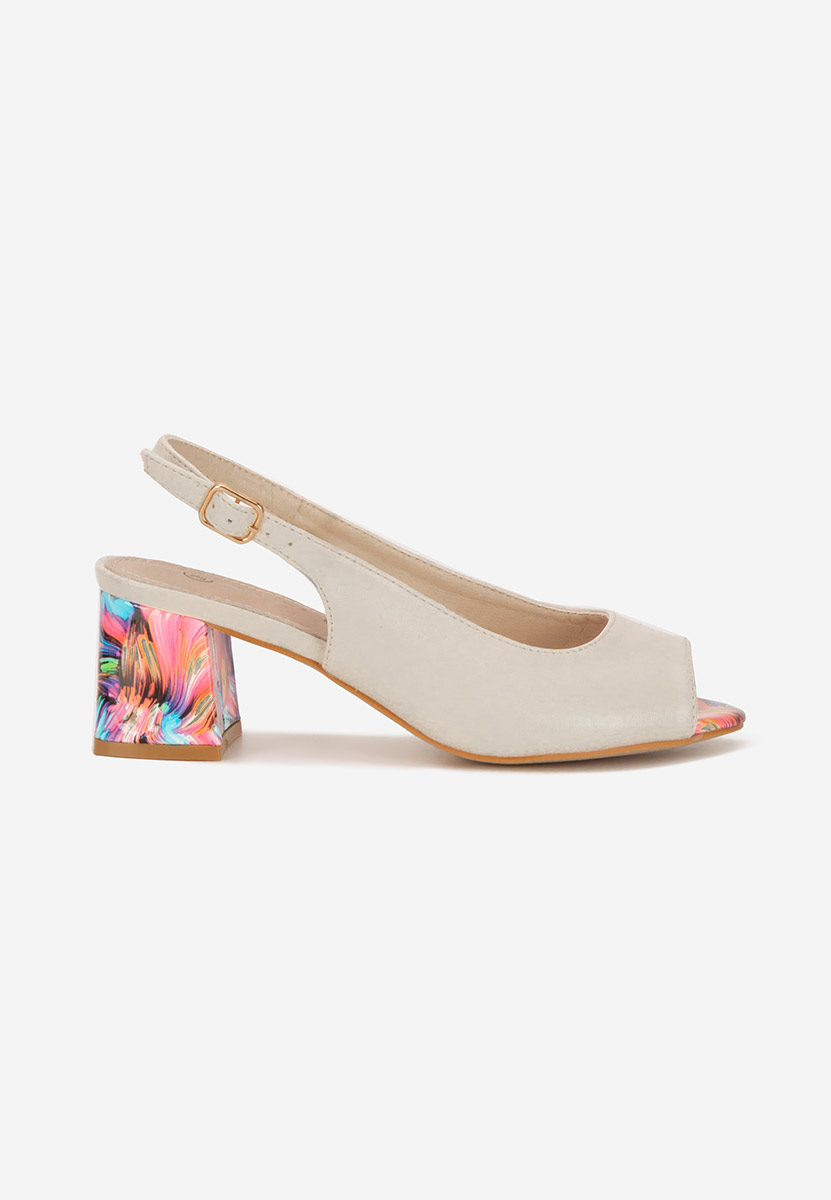 Sandales à talon épais beige Trivaya